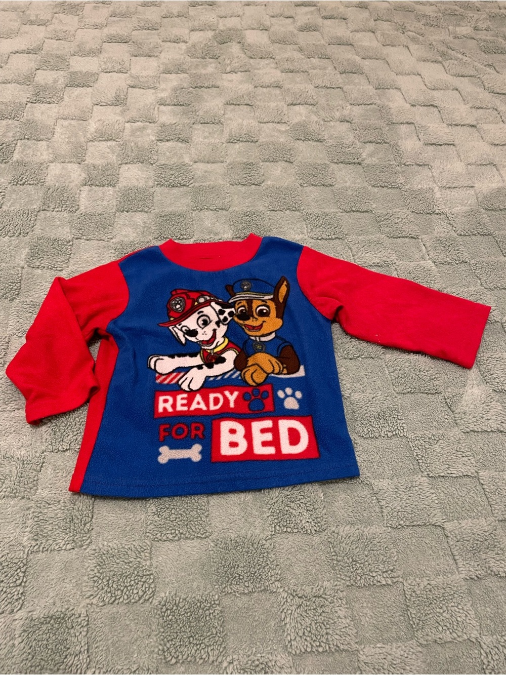 Paw Patrol Blue and Red Long Sleeve Kids pajama set.